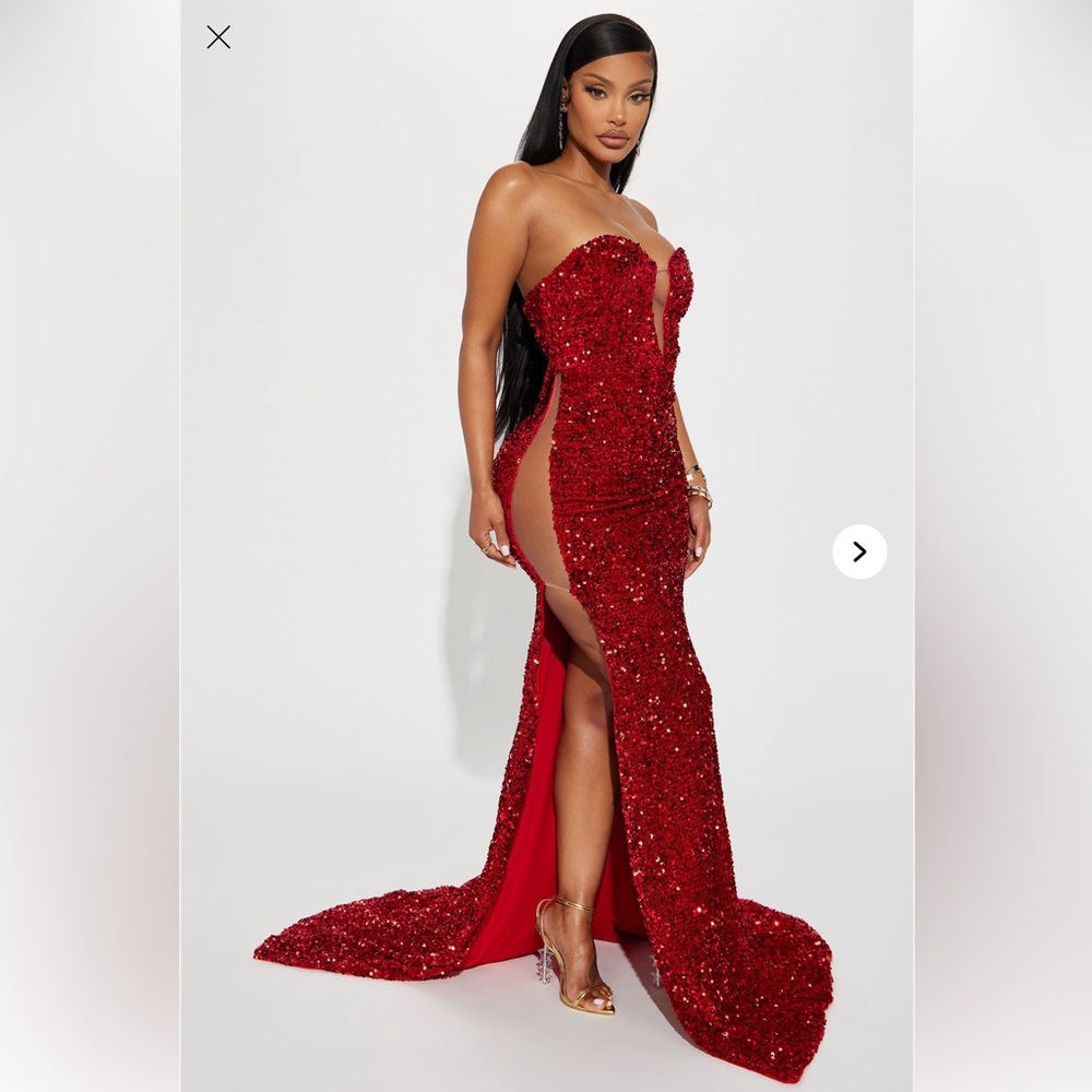 Strapless Red Sequin Dress - NWT new- New With Tags - Picture 4 of 9